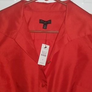 NEW NWT TALBOT'S Red Silk Blouse 4P